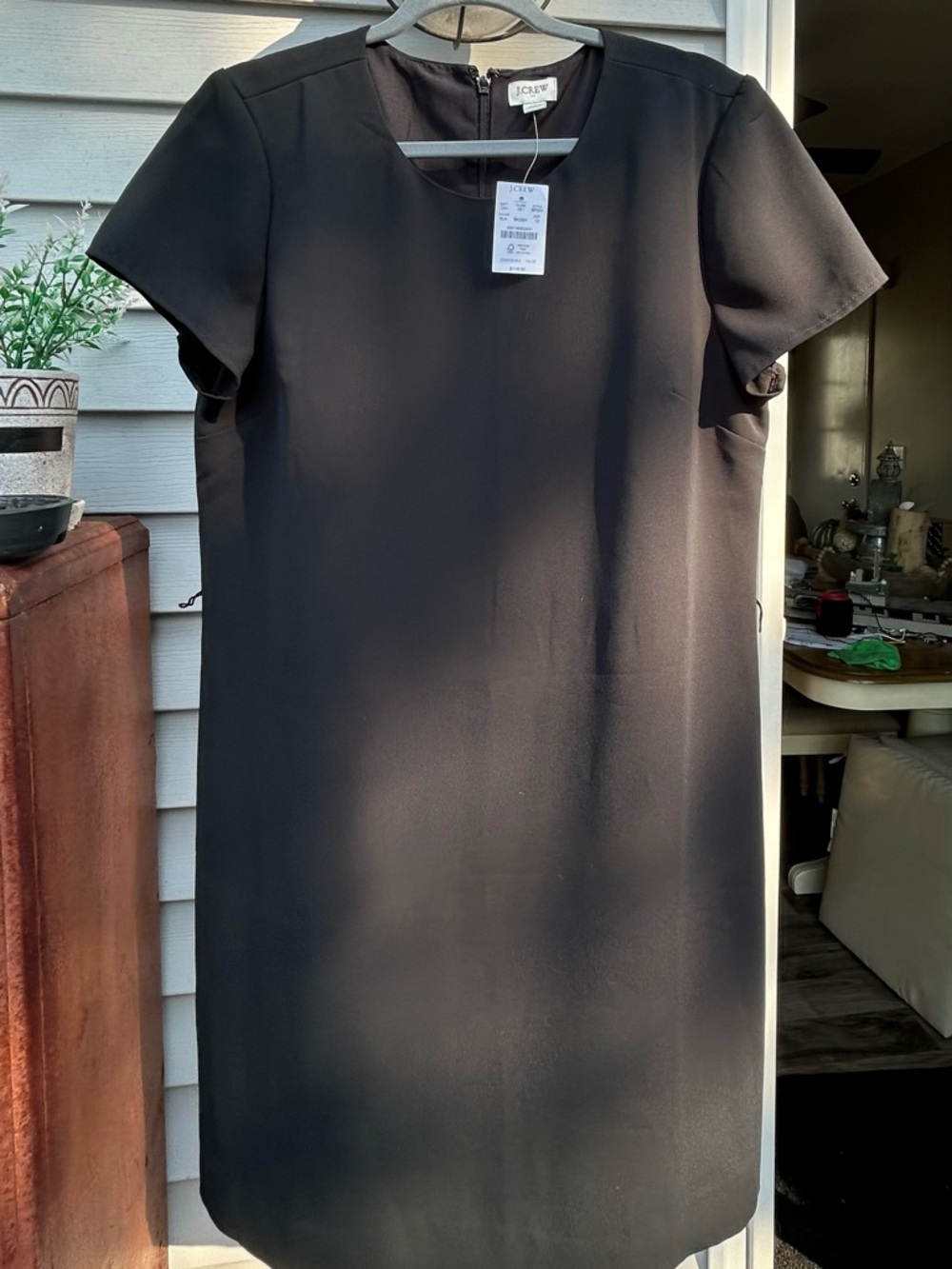 NWT J.Crew Black Short Sleeve Shift Dress LBD Size 12